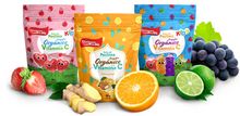 BALAS DE PECTINA SABOR LARANJA COM GENGIBRE E VITAMINA C.