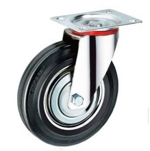Rueda industrial de vinilo con núcleo de hierro y actividad de fondo plano.