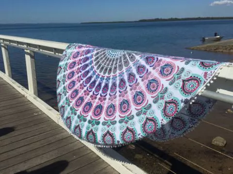 Boho Mandala Round Beach Tapestry Hippie Throw Yoga Mat Towel