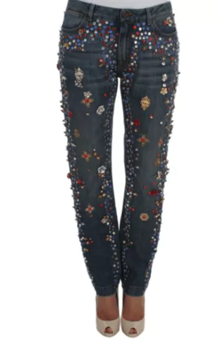 Dolce and gabbana embellished jeans discount