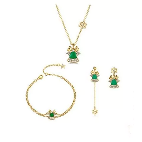 3 Piece Necklace Earrings Bracelets Set Cartoon Santa Claus