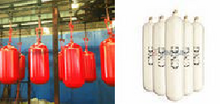 CNG steel cylinder for vehicles 356-80L in white / CNG steel cylinder for vehicles 406-90L in red / Energy saving CNG steel cylinder for vehicles 406-95L in yellow