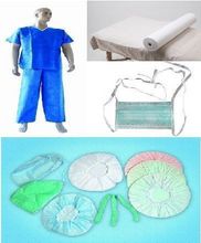 Disposable nonwoven medical scrub suits / Disposable nonwoven waterproof bedsheet with different colors / Disposable nonwoven pillow cover/case / Disposable nonwoven  surgical  face mask with band / Disposable PP nonwoven nurse cap with different colors