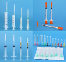 Two part/Three parts, disposal syringe / Insulin syringe / Safety auto-disable syringe / Disposable intravenous injection needle