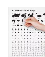 世界地图与240个国家大小 - 打印 - 极简主义设计