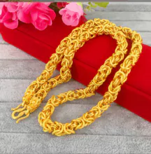 Shajin cloth pattern keel dragon head gold necklace men's imitation gold necklace atmospheric retro gold plating