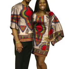 Algodão Africano batik imprimir casal definir vestido masculino t-shirt camisa terno de calça