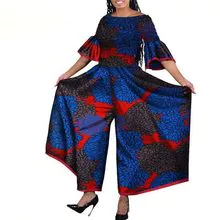 Macacão de pernas largas africana sling vestido saia saia algodão impressão vestido Ankara vestido