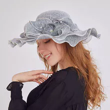 Female summer face sun hat flower net yarn beach hat straw fisherman hat