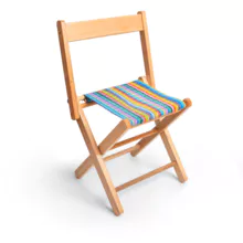 Folding Wooden and Nylon Stool With Backrest