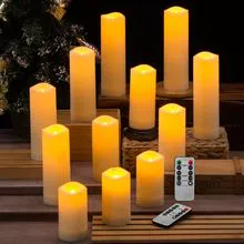 Waterproof remote control LED electronic candle light ivory white outdoor candlelight dinner concert event decoration battery model