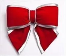 Red Velvet Bow With Silver Edge  - 30Cm - 2296