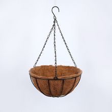 Cesta colgante de palma de coco de hierro forjado
