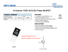  Modelo de MOSFET de 1700 V VBP117MC06 