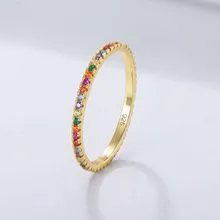 2022 Sterling Silver Rings 18K Ouro Banhado anéis de casamento Arco-Íris Zircon Designer Ring para Meninas Encanta Joias