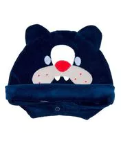 Gorro de peluche para bebé con botón bordado de cachorro de bulldog - Azul marino