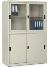 Up glass down iron sliding door file cabinets