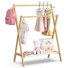 Bamboo children's hangersBamboo storage shelves