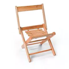 Wooden Folding Stool With Backrest