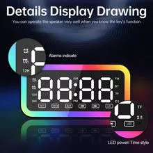 Alto-falante Bluetooth com luz RGB e despertador