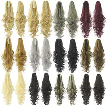 Beleza UE rabo de cavalo peruca de cabelo longo encaracolado simulação arnês de cabelo de fibra química de seda