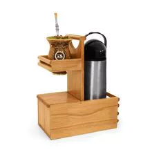 Portable Wooden Mate Holder with Gourd and Thermos Holder