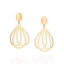 Gold-plated half-ring earring with zirconia