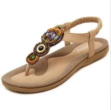 Sandálias de moda à beira-mar sandálias boêmias frisado clip-toe sapatos lisos