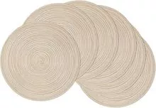 15 Inch Round Woven Placemats, 6 Non-slip Heat Resistant Round Table Mats, Washable Placemats for Dinner Party Table Decoration (Beige, 6 Pieces)