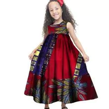 African girls dress cotton batik print princess dress sling tube top children&#039;s wear