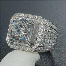Domineering anel de diamante masculino cheio de anéis de micro-definição de diamante