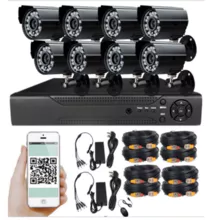 8CH 2MP PoE IP Camera System NVR Kit com 4 câmeras IP ao ar livre