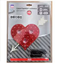 LOVE LED LIGHT Carro de luz em forma de seta de Cupido com luzes decorativas de bandeira nacional em forma de coração