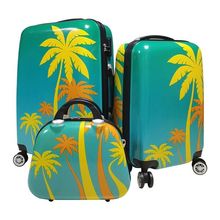 3-Pieces Printed ABS+PC Travel Trolley Luggage Set