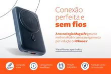 Carregador Portátil por Indução 10.000 mAh com Suporte Dobrável