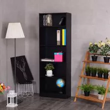 Modern Bookshelf 5 Tier Shelf Bookcase Storage Media Storage Organization Cabinet Black
