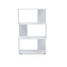 Armazenamento moderno de livros brancos escalonado 3 prateleiras estante estante de estante para sala de estudo de quarto de casa