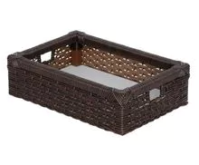 Pan / Organizing Basket with Handle 35x23x10 cm type synthetic fiber Junco / Wicker / Rattan