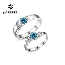 18K Yellow Gold Women Wedding Diamond Ring 0.53Carat and 0.7 Carat Natural Blue Zircon Fine Jewelry Enagement Gemstone 