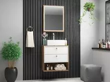 Conjunto de mueble de baño, espejo y lavabo Gael 60cm suspendido