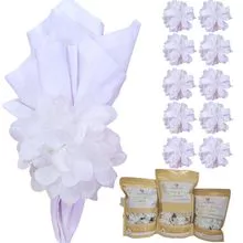 Maison Charlo | Box 40 - Saco 10 Porta Guardanapos Flor Crisântemo Branco (Kraft Stand Up Pouches)