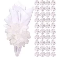 Maison Charlo Box 30 - Bag 20 Door Napkins White Chrysanthemum Flower (Kraft Stand Up Pouches)