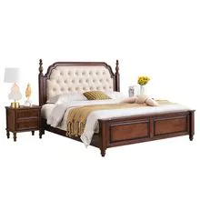 Soft Headboard Double Bed Wooden Bed