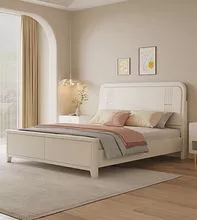 White Painted Natural Wooden Bed