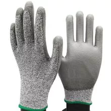 Anti Cut Level 5 13 Gauge HPPE liner PU Coated Cut Resistant Gloves 