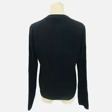 D23-502B Black long sleeve crewneck knit cardigan