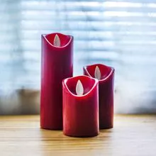 3 PCS Red Wax Led Candles Set On Batteries With Flickering Flame Flameless Decorative Fake Christmas Electric Candle Home Decor