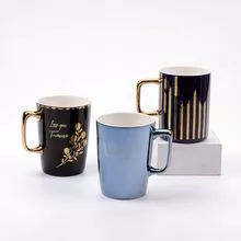 Electric gold-plated hand porcelain mug, flower surface can be customized according to demand