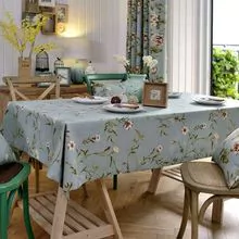 FANNI Nordic Decor Spring Floral Elegant Printed Blue  Custom Size Decorative Dinning Table Cloth