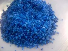 Recycled HDPE blue drum plastic scraps, blue HDPE / LDPE